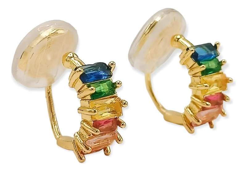 AROS HUGGIES SIN PERFORACION CON ZIRCONIA CUBICA COLOR BAÑADOS - 1