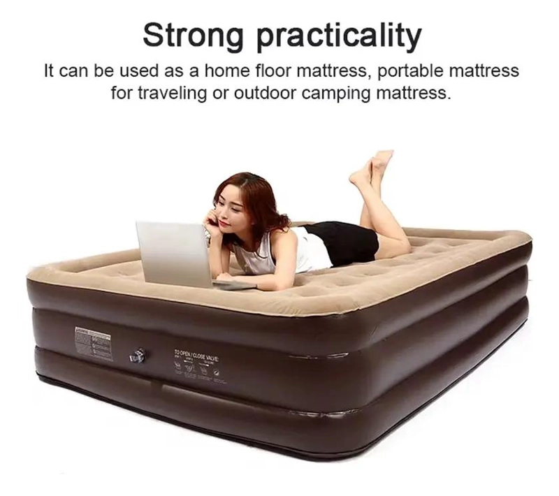 COLCHON INFLABLE ELE CTRICO 200X150X43 CM COLOR BEIGE PARA DESCANSO COMODO - 4