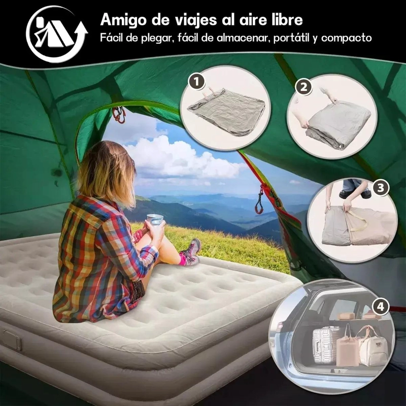 COLCHON INFLABLE ELE CTRICO PARA DOS PERSONAS CON ALMOHADAS INCLUIDAS - 3