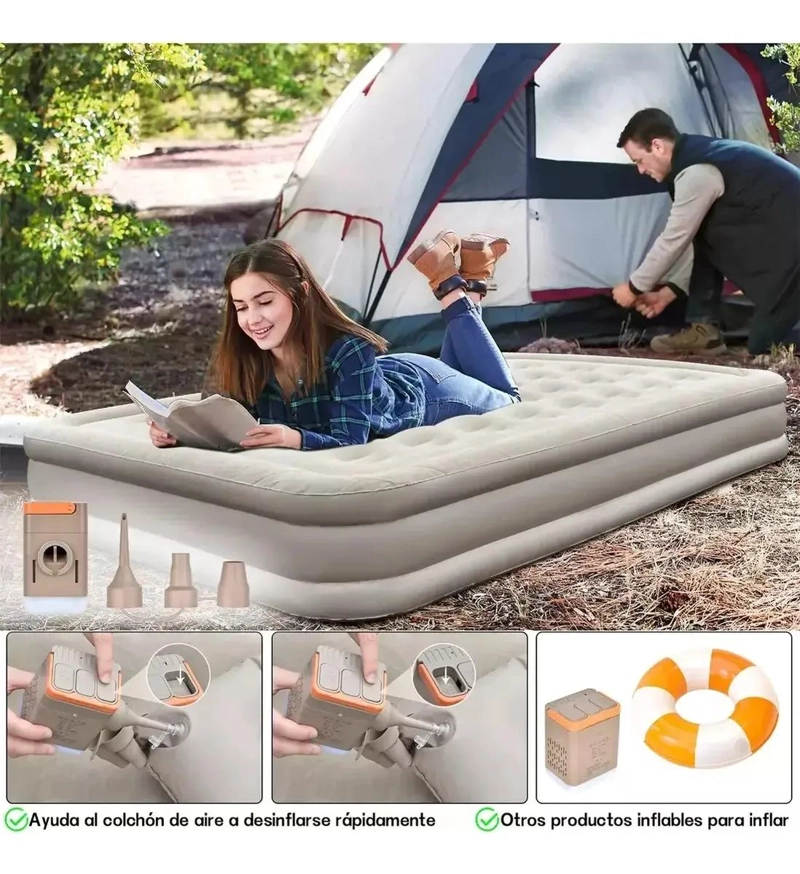 COLCHON INFLABLE ELE CTRICO PARA DOS PERSONAS CON ALMOHADAS INCLUIDAS - 4