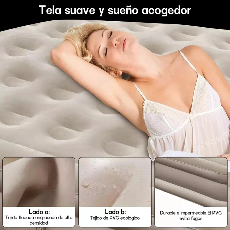COLCHON INFLABLE ELE CTRICO PARA DOS PERSONAS CON ALMOHADAS INCLUIDAS - 5