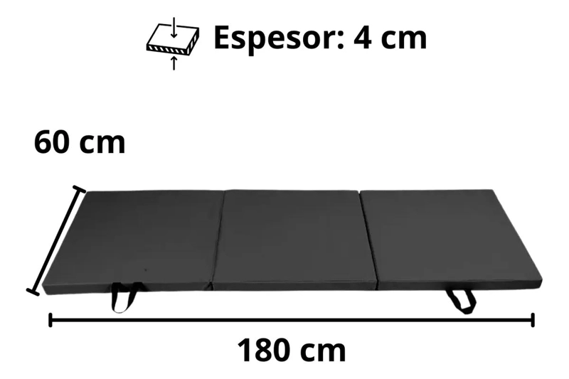 COLCHONETA PLEGABLE PROFESIONAL DE TRES PLIEGUES CON MANIJAS PARA TRANSPORTE - 2