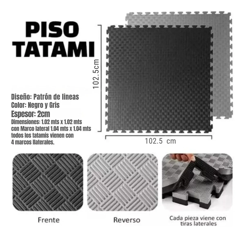 SET DE 4 PISOS TATAMI PARA GIMNASIA Y YOGA 100X100X2.5 CM - 4