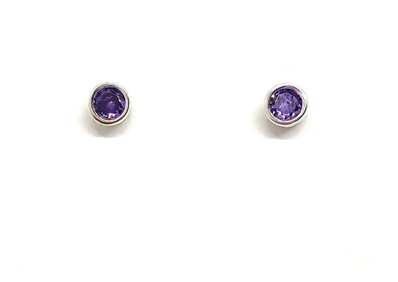 AROS REDONDOS CON CIRCONIA MORADA DE 5MM EN PLATA FINA 925 - 2