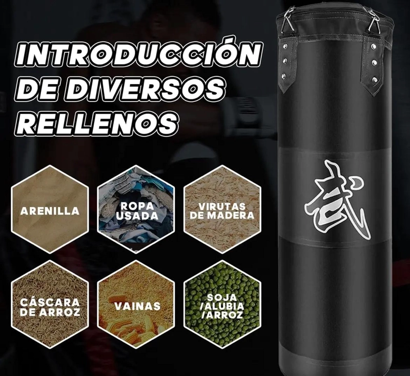 SACO DE BOXEO VACIO PARA ENTRENAMIENTO CON CADENAS RESISTENTES - 2