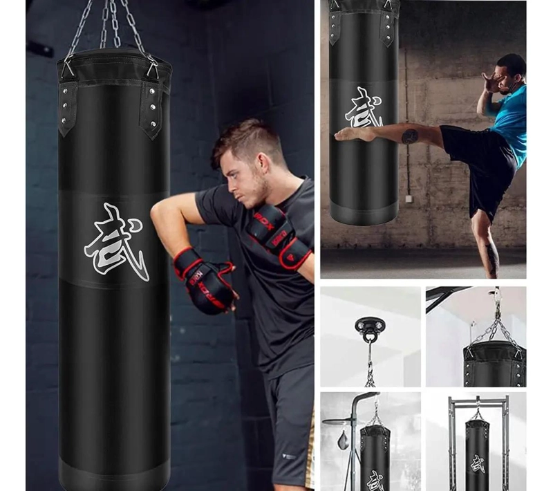 SACO DE BOXEO VACIO PARA ENTRENAMIENTO CON CADENAS RESISTENTES - 4