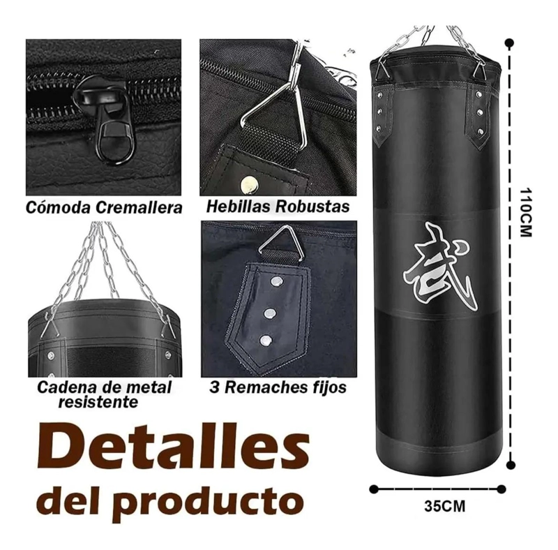 SACO DE BOXEO VACIO PARA ENTRENAMIENTO CON CADENAS RESISTENTES - 5