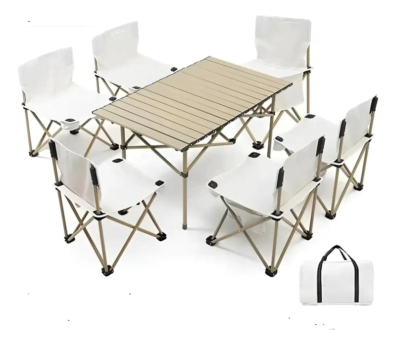 JUEGO DE MESA PLEGABLE CON 6 SILLAS PARA CAMPING Y EXTERIORES - 1