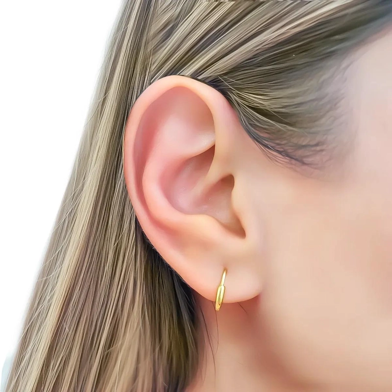 AROS ARGOLLA CON BISAGRA DE 13 MM ENCHAPADO EN ORO 18K - 3
