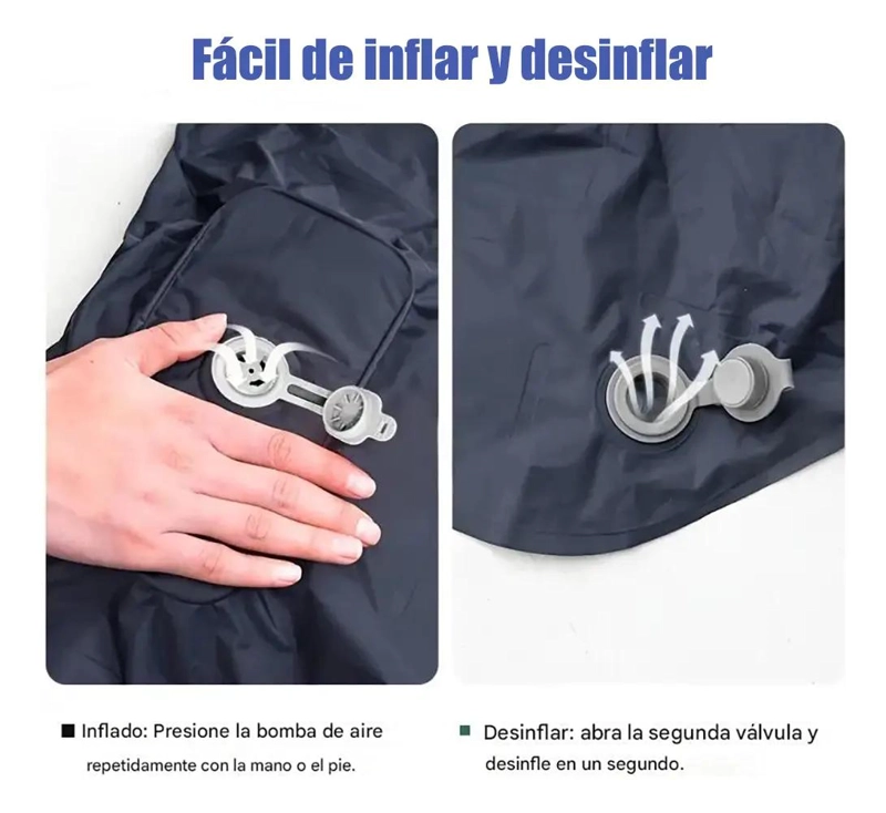 COLCHON INFLABLE PLEGABLE PORTATIL IDEAL PARA ACAMPAR Y VIAJES - 4