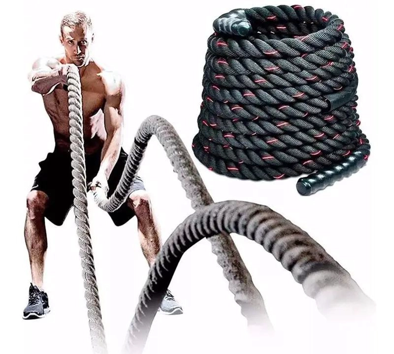 CUERDA FUNCIONAL NEGRA CON MANGOS PARA ENTRENAMIENTO DE 40 MM Y 10 METROS - 2