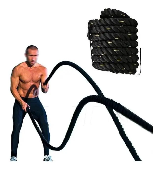 CUERDA FUNCIONAL NEGRA CON MANGOS PARA ENTRENAMIENTO DE 40 MM Y 10 METROS - 3