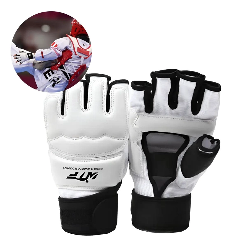 GUANTES DE ENTRENAMIENTO PARA TAEKWONDO COLOR BLANCO CON PROTECCION - 1