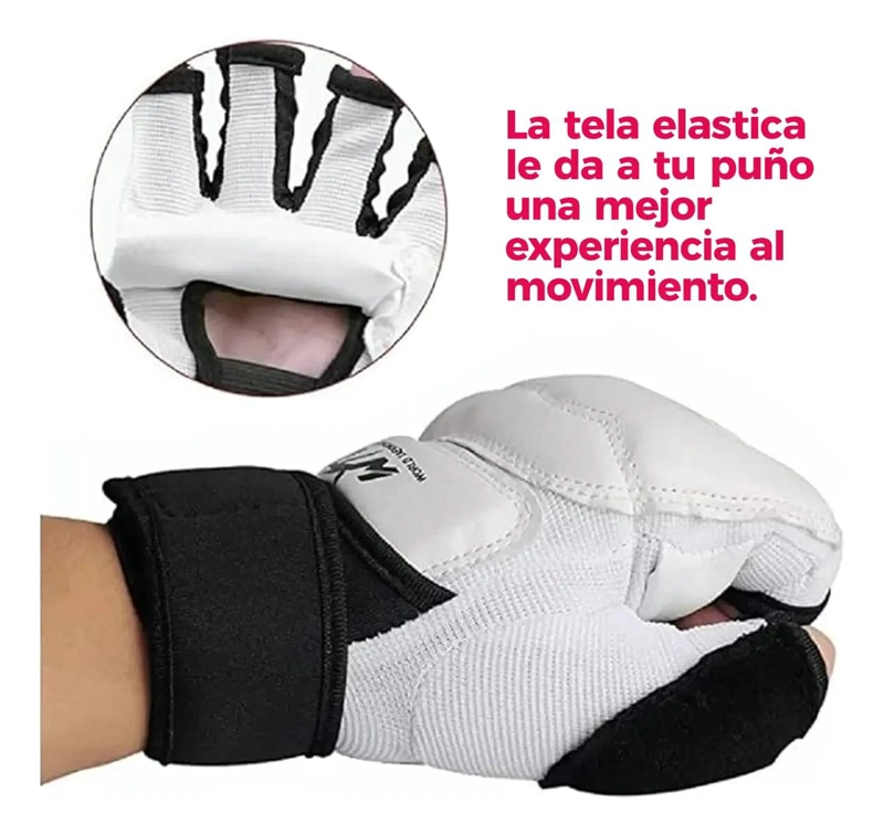 GUANTES DE ENTRENAMIENTO PARA TAEKWONDO COLOR BLANCO CON PROTECCION - 2