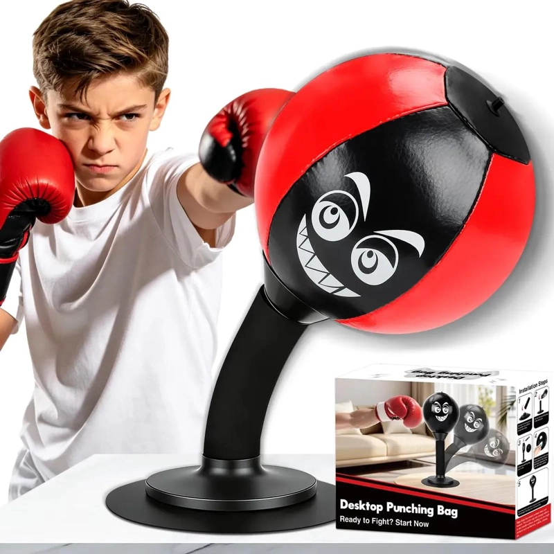 SACO DE BOXEO DE ESCRITORIO CON VENTOSA Y BOMBA PARA NIÑOS - 1