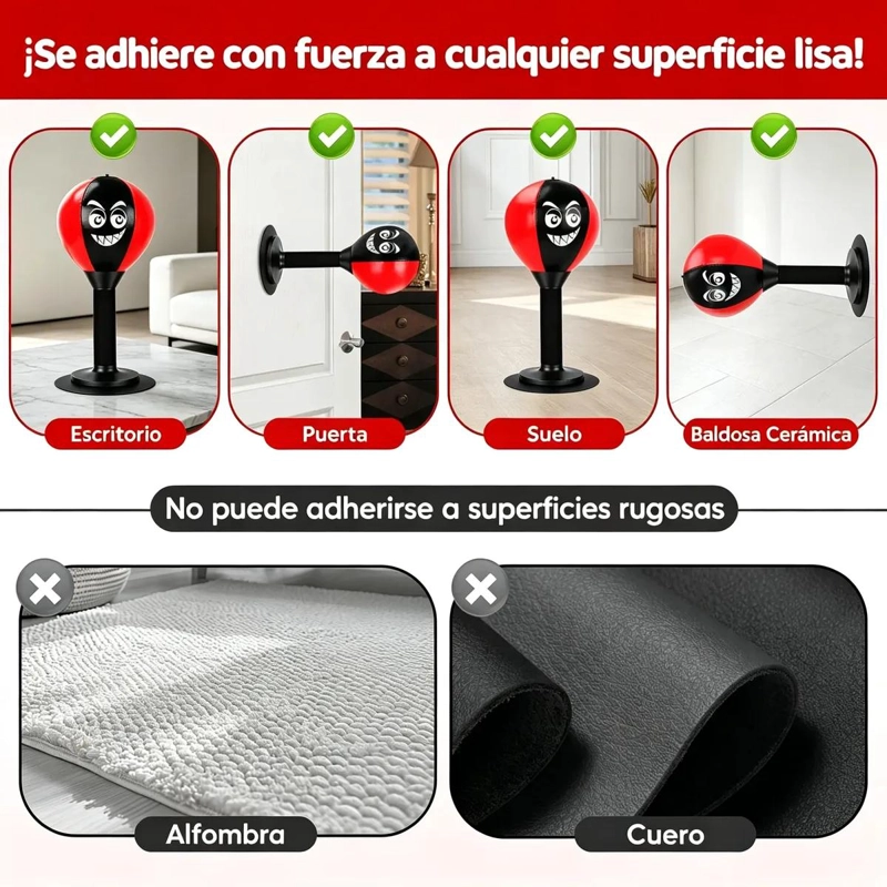 SACO DE BOXEO DE ESCRITORIO CON VENTOSA Y BOMBA PARA NIÑOS - 5
