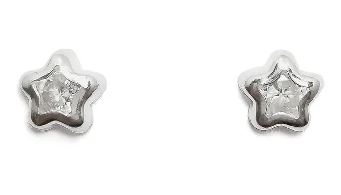 AROS DE PLATA FINA 925 CON CIRCON EN FORMA DE ESTRELLA DE 8MM - 1