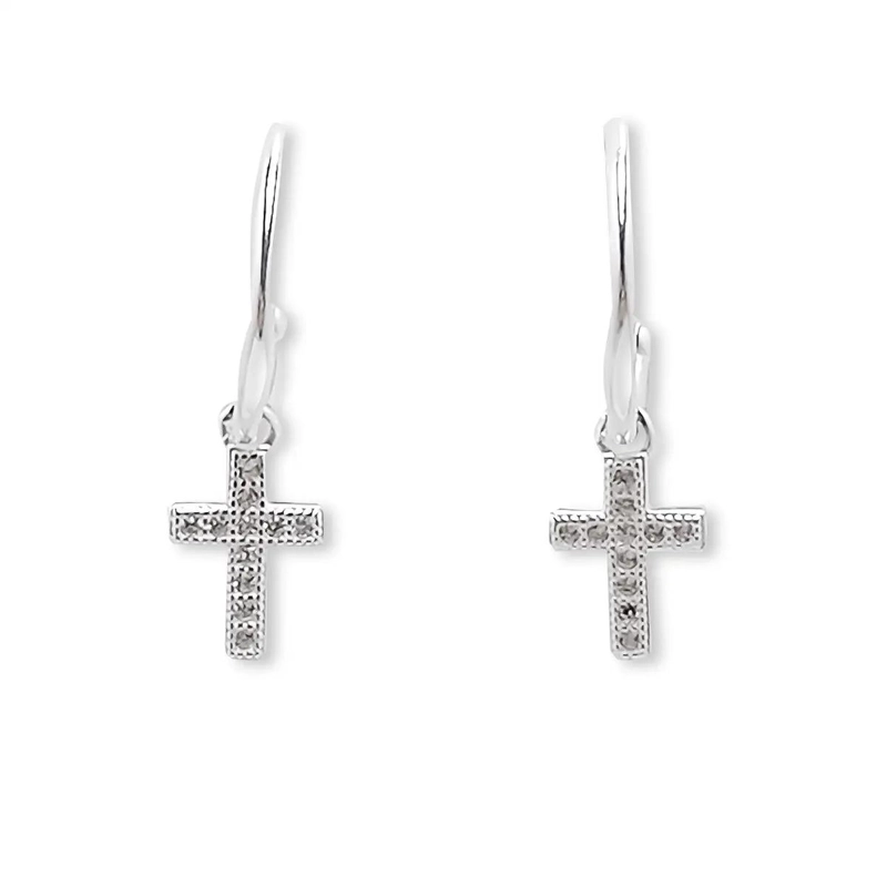 AROS ARGOLLA CON CRUZ Y CIRCON EN PLATA FINA 925 PARA MUJER - 3