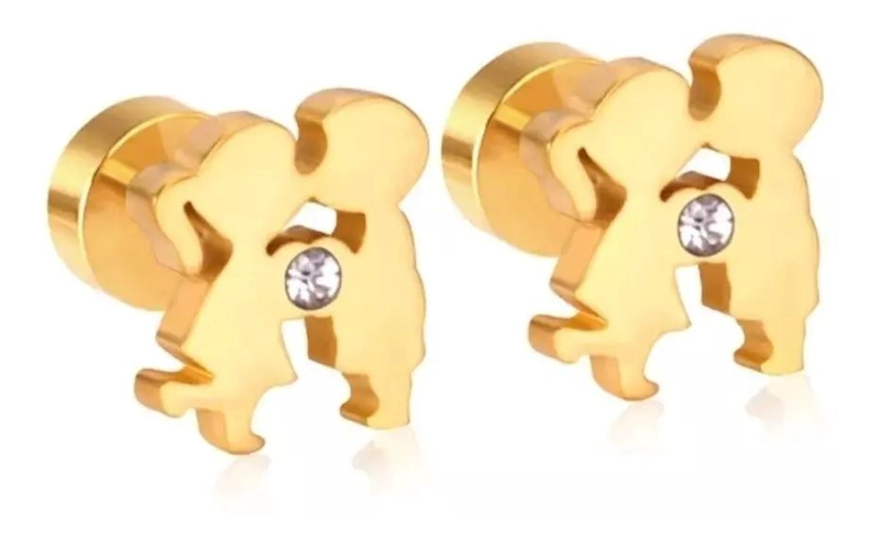 AROS PARA PAREJA EN ORO 18KT CON CRISTAL PARA SAN VALENTIN - 1
