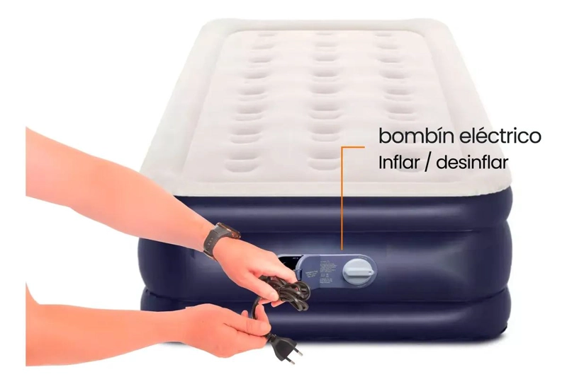 COLCHON INFLABLE ELE CTRICO PARA CAMA INDIVIDUAL COLOR GRIS - 1