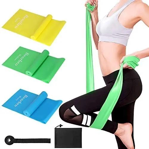 SET DE 3 BANDAS ELASTICAS DE RESISTENCIA MEDIA, ALTA Y BAJA EN VERDE - 2