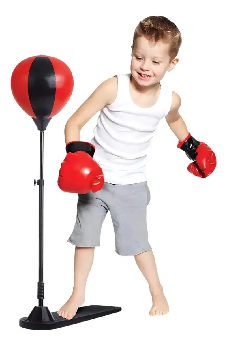 SET DE BOXEO PARA NIÑOS CON GUANTES AJUSTABLES Y BOLA DE ENTRENAMIENTO ROJA - 2