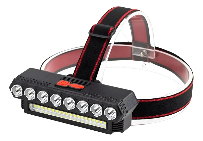 LINTERNA FRONTAL RECARGABLE CON 8 LUCES LED BLANCAS PARA CAMPING Y ACTIVIDADES - 1