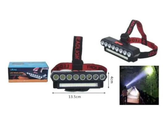 LINTERNA FRONTAL RECARGABLE CON 8 LUCES LED BLANCAS PARA CAMPING Y ACTIVIDADES - 2