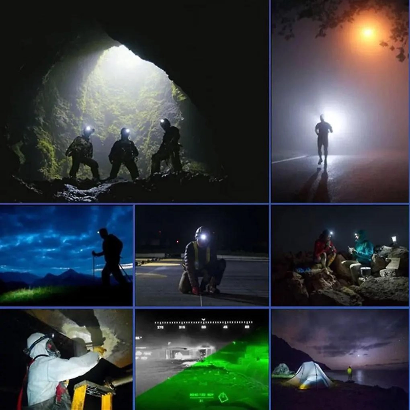 LINTERNA FRONTAL RECARGABLE CON 8 LUCES LED BLANCAS PARA CAMPING Y ACTIVIDADES - 5
