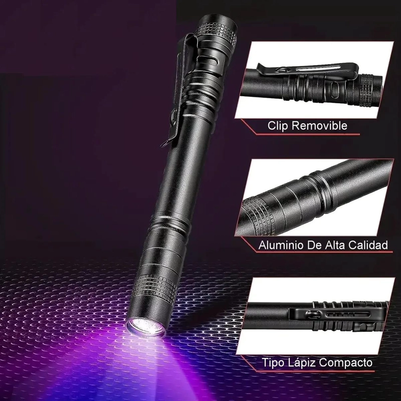 MINI LINTERNA CON LUZ ULTRAVIOLETA LED UV 395NM XP-E N4 ALCANCE 20 METROS - 3