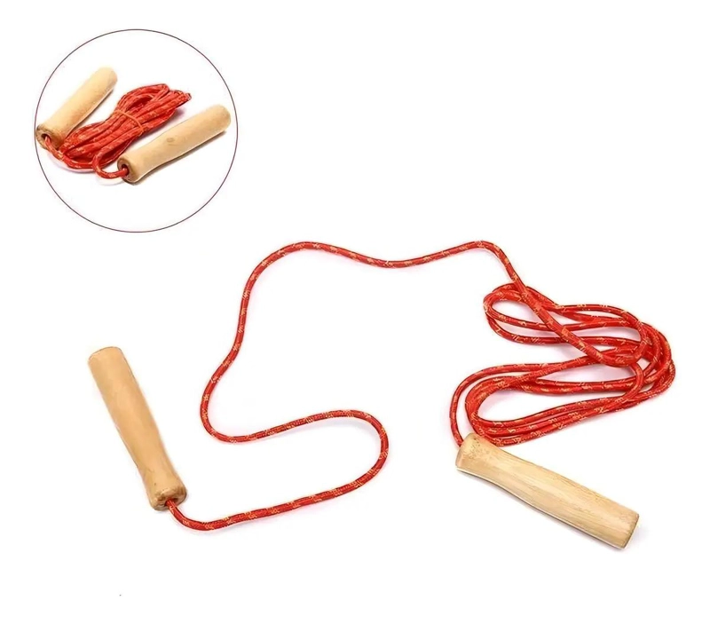 CUERDA PARA SALTAR AJUSTABLE CON MANGOS DE MADERA Y PLASTICO - 2