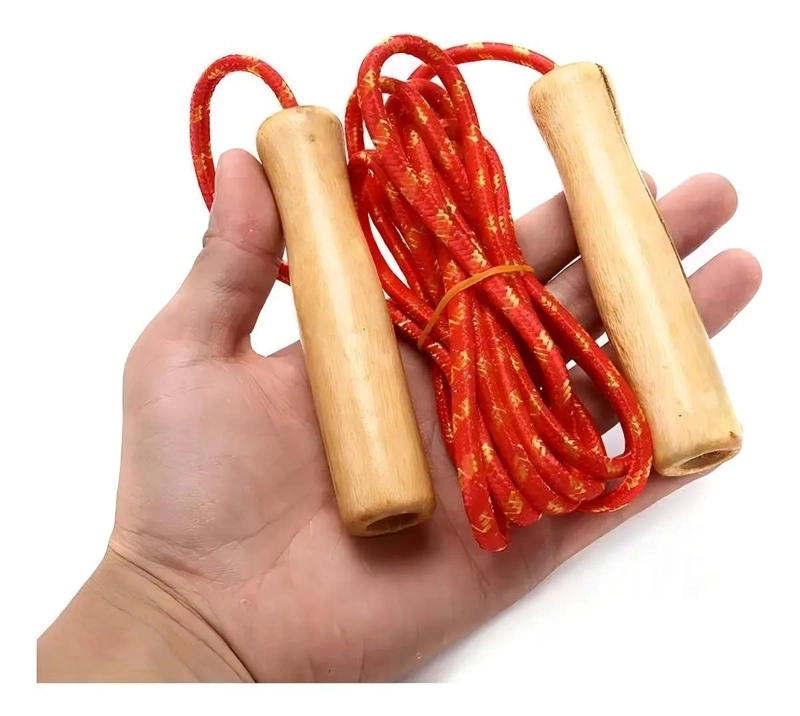 CUERDA PARA SALTAR AJUSTABLE CON MANGOS DE MADERA Y PLASTICO - 3