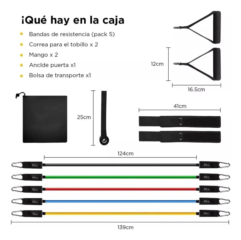 BANDAS ELASTICAS DE RESISTENCIA PARA EJERCICIOS CON 150 LB DE FUERZA - 3