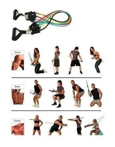KIT COMPLETO DE BANDAS ELASTICAS PARA EJERCICIO CON 11 PIEZAS VARIADAS - 4