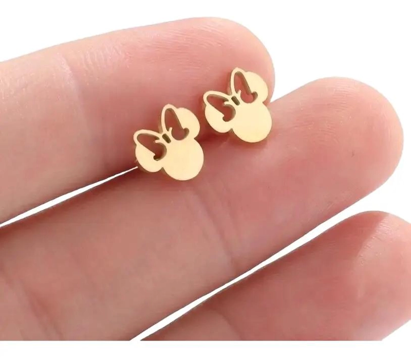 AROS DE ACERO QUIRURGICO CON DISEÑO DE MINNIE MOUSE IMPORTADOS - 2