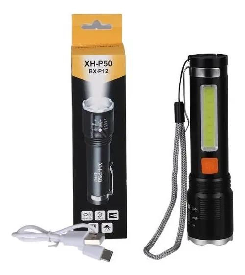 LINTERNA RECARGABLE CON ZOOM Y LUZ COB Y P50 PARA USO VERSATIL - 1