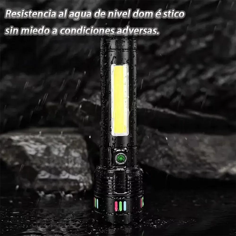 LINTERNA TACTICA RECARGABLE CON LUZ LED DE ALTA POTENCIA Y LARGO ALCANCE - 2
