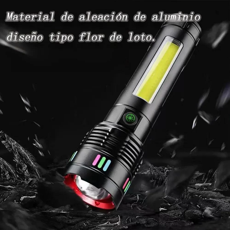LINTERNA TACTICA RECARGABLE CON LUZ LED DE ALTA POTENCIA Y LARGO ALCANCE - 3