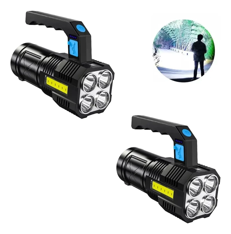 LINTERNAS LED TACTICAS RECARGABLES CON LUZ POTENTE Y ALCANCE LARGO PACK 2 - 1