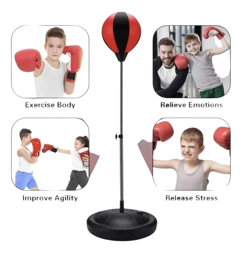 SET DE BOXEO PARA NIÑOS CON ALTURA AJUSTABLE Y ACCESORIOS INCLUIDOS - 3
