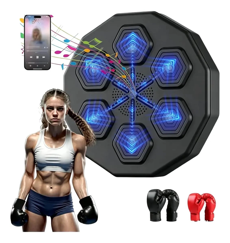 MAQUINA DE BOXEO CON FUNCION MUSICAL Y CONEXION BLUETOOTH CON GUANTES INCLUIDOS - 1