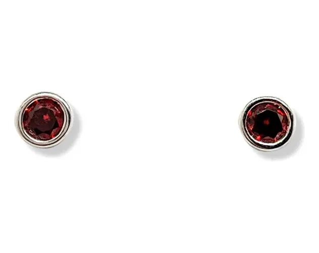 AROS REDONDOS CON CIRCONIA ROJA DE 5MM EN PLATA FINA 925 - 2