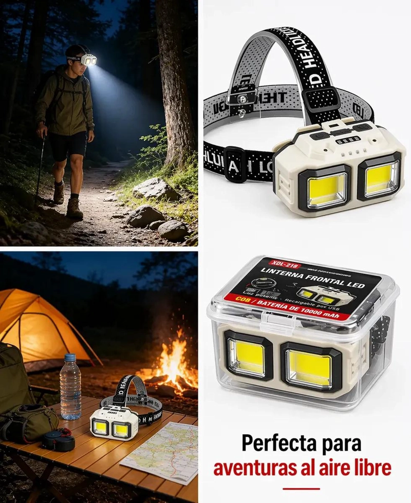LINTERNA FRONTAL RECARGABLE CON FOCO POTENTE PARA USO EN CABEZA - 2