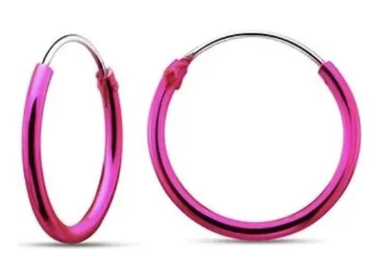 AROS ARGOLLA DE PLATA 925 CON ACABADO FUCSIA DE 14 MM HIPOALERGE NICOS - 2