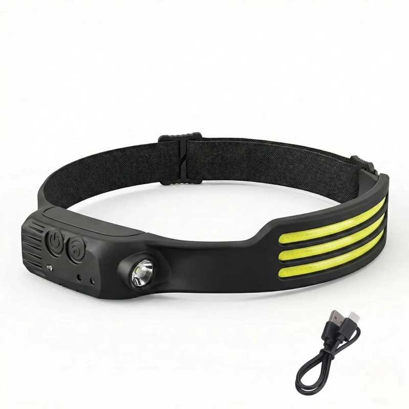 GENÉRICO LINTERNA RECARGABLE DE CABEZA CON 3 TIRAS LED Y SENSOR USB TIPO C