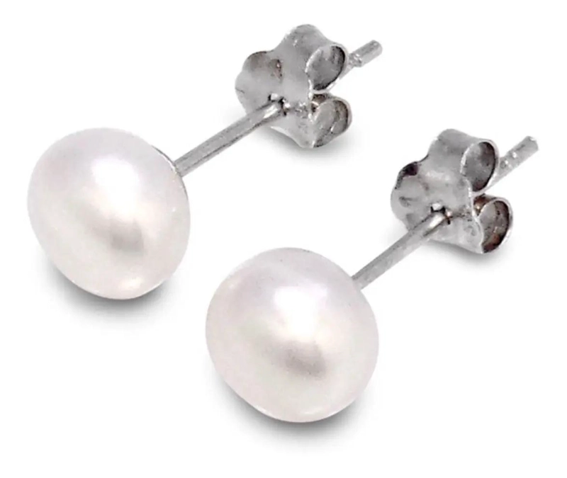 AROS PEQUEÑOS CON PERLA DE RIO BLANCA Y PLATA FINA - 1