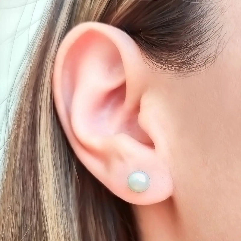 AROS PEQUEÑOS CON PERLA DE RIO BLANCA Y PLATA FINA - 2