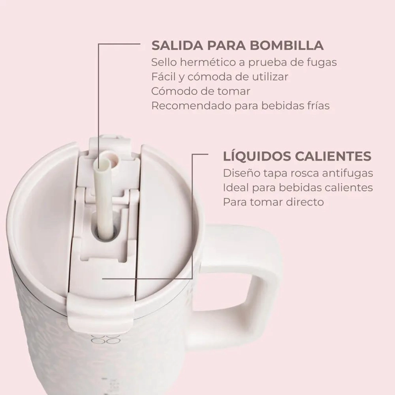 VASO TERMO DE ACERO INOXIDABLE CON CAPACIDAD DE 1.2 LITROS Y BOMBILLA INCLUIDA - 1