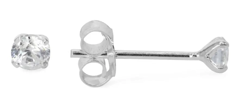 AROS DE PLATA FINA 925 CON CIRCON MINI DE 3 MM PARA MUJER O NIÑA - 1