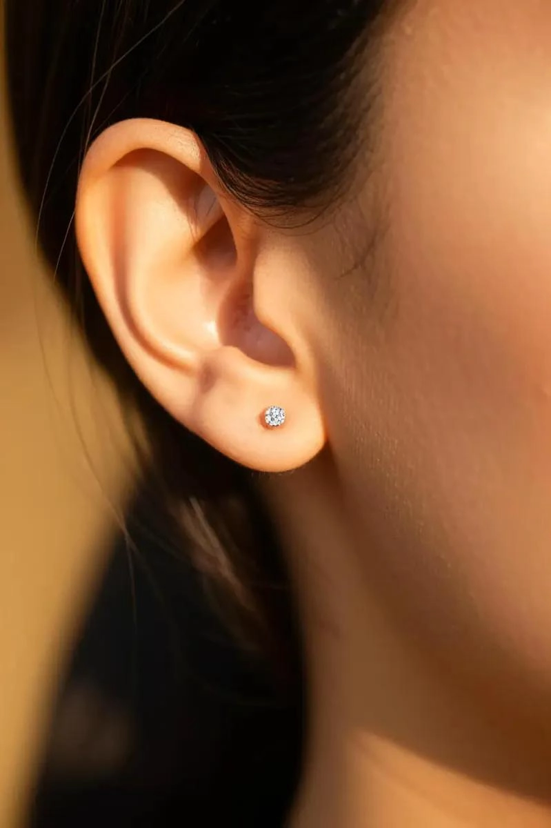 AROS DE PLATA FINA 925 CON CIRCON MINI DE 3 MM PARA MUJER O NIÑA - 3